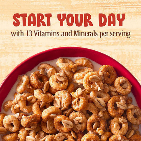 Cheerios Oat Crunch Cereal, Cinnamon, 59.5 oz - Crunchy Whole Grain Oats with Sweet Cinnamon Flavor, Perfect for Breakfast or Snacking