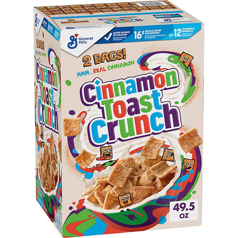 Cinnamon Toast Crunch Cereal, 49.5 oz - Crunchy, Cinnamon-Sugar Coated Squares, Bursting with Sweet Flavor, Perfect for Breakfast or Snacking