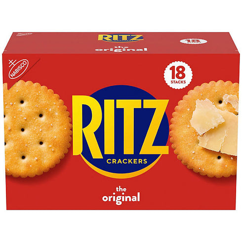RITZ Original Crackers, 3.43 oz., 18 Pack - Buttery, Flaky Crackers, Perfect for Snacking, Topping, or Parties, Classic Taste in Every Bite