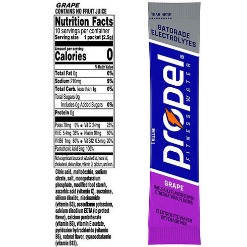 Propel Powder Variety Pack, 0.08 oz. 40 Pack - Electrolyte-Enhanced Drink Mix, Assorted Flavors, Zero Sugar, Perfect for Hydration, Workouts, or On-the-Go Refreshment