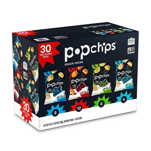 Popchips Variety Pack Chips, 0.8 oz, 30 Pack
