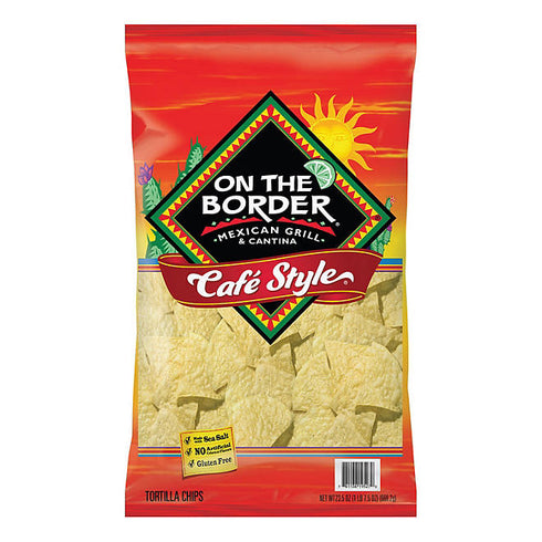 On The Border Cafe Style Tortilla Chips, 23.5 oz - Crispy, Large Bag, Authentic Flavor