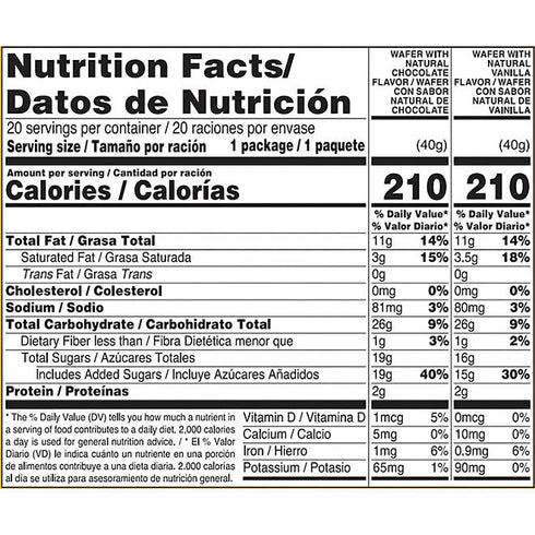 Bauducco Wafer Tub, 20 Pack - Crispy, Creamy Wafers in Assorted Flavors, Perfect for Snacking, Desserts, or Sharing, Light and Delicious Treat