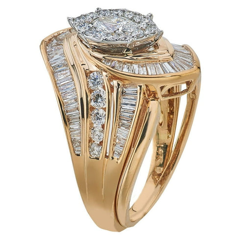 2.00 Carat Total Weight Marquise Cut Diamond Ring in 14K Gold