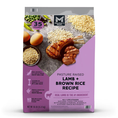 Member’s Mark Pasture-Raised Lamb & Brown Rice Recipe Dry Dog Food, 35 lb – Complete & Balanced Nutrition