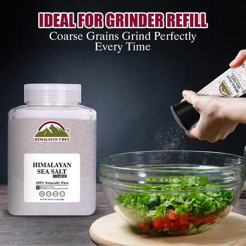 Himalayan Chef Sea Salt, Coarse Grain, 5 Pound Plastic Jar | 2 Pack