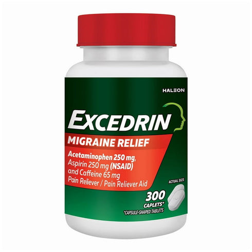 Excedrin Migraine Pain Relief Caplets, Fast-Acting Headache & Migraine Relief, 300 ct.