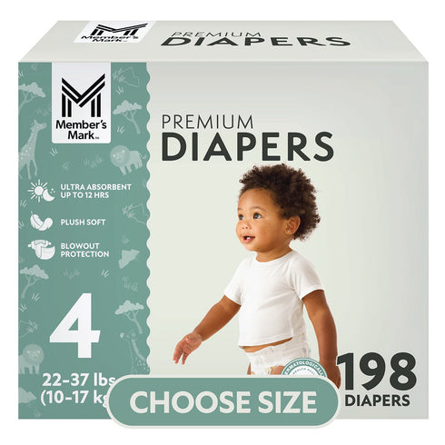 Member's Mark Premium Baby Diapers, Sizes 1 - 7