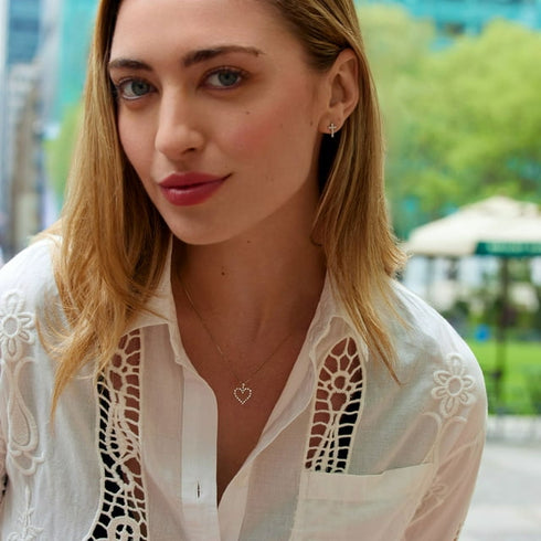 Round Cut Heart Diamond Pendant Necklace in 14K Gold