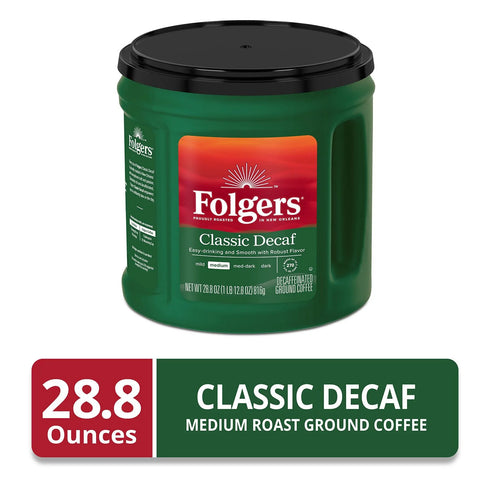 Folgers Decaffeinated Classic Roast Ground Coffee, 28.8 oz.