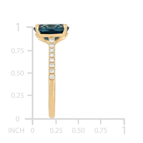 Oval Cut London Blue Topaz and Diamond Accent Ring in 14K Gold
