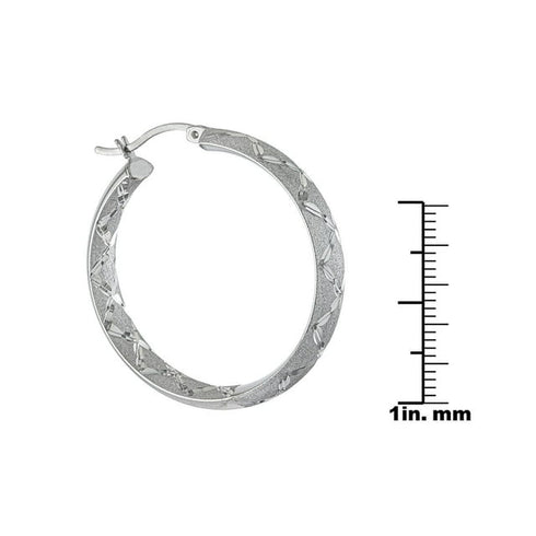 Matching Hoop Earrings and Bangle Bracelet Set in Sterling Silver