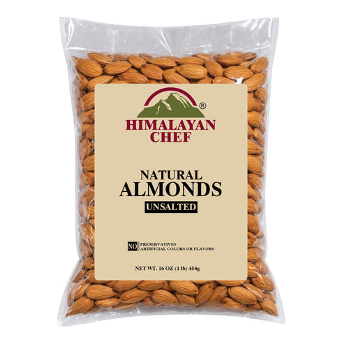 Himalayan Chef Whole Natural Almonds 1 lb – Raw, Unroasted & Unsalted Premium Almonds, Fresh & Crunchy, High in Protein & Fiber, Perfect for Snacking, Baking & Cooking