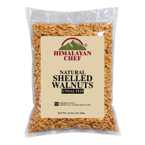 1 lb. – Himalayan Chef Natural Shelled Walnuts Raw, Unroasted & Unsalted Premium Walnuts, Fresh & Crunchy, Rich in Omega-3, Perfect for Snacking, Baking & Cooking