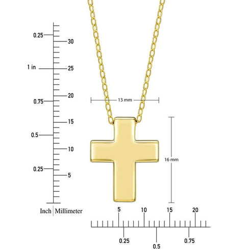 Polished Cross Pendant Necklace in Solid 14K Gold