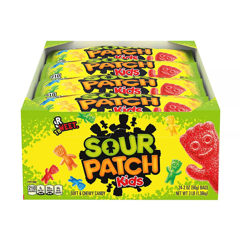 Sour Patch Kids Soft & Chewy Candy Snack Packs, 24 Count (2 oz Each) | Sweet & Sour Gummy Candy