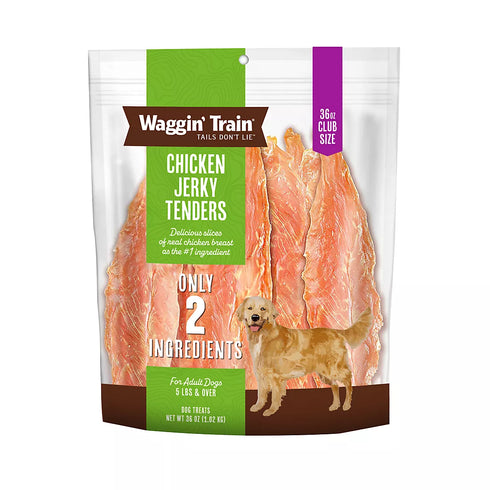 Waggin' Train Oven-Dried Chicken Jerky Tenders Dog Treats, High-Protein Natural Snack, 36 oz Bag