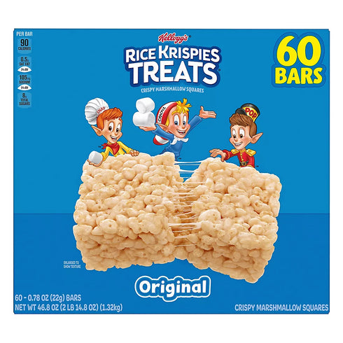 Rice Krispies Treats Original Size Bars, 60 Count | Classic Marshmallow & Crispy Rice Snack