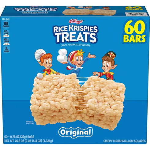 Rice Krispies Treats Original Size Bars, 60 Count | Classic Marshmallow & Crispy Rice Snack
