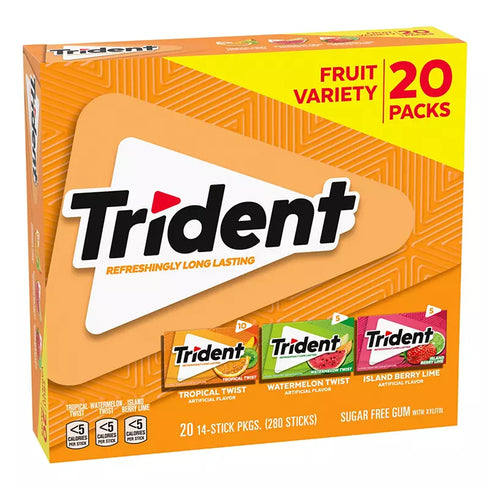 Trident Fruit Variety Pack Sugar-Free Gum, 20 pk.