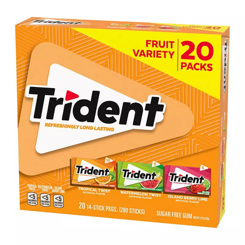 Trident Fruit Variety Pack Sugar-Free Gum, 20 pk.