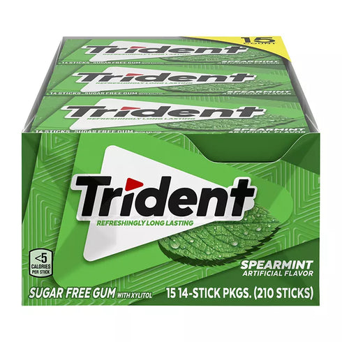 Trident Spearmint Sugar-Free Gum, 15 Pack