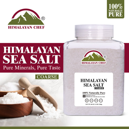 Himalayan Chef Sea Salt, Coarse Grain, 5 Pound Plastic Jar | 2 Pack