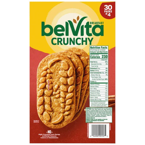 BelVita Breakfast Biscuit, Cinnamon Brown Sugar, 1.76 oz, 30-count