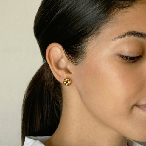 Love Knot Stud Earrings in Solid 14K Gold