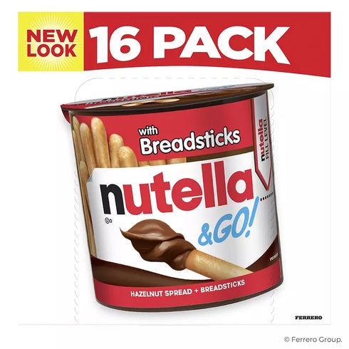Nutella & Go! Hazelnut Spread with Breadsticks – On-the-Go Snack Cups, 16 Count (1.8 oz Each)