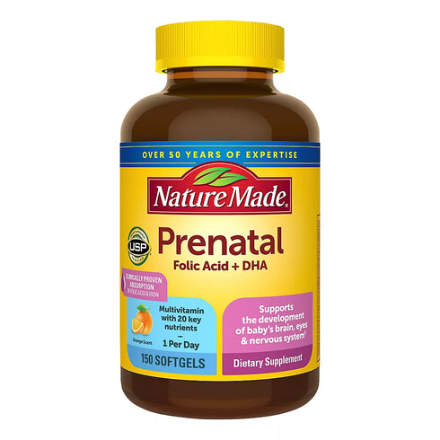 Nature Made Prenatal with Folic Acid + DHA Softgels, 150 ct.