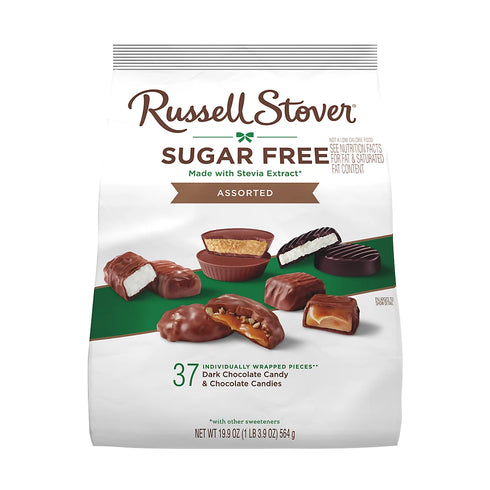 Russell Stover Sugar Free Assorted Chocolate Candy, 19.9 oz. | No Sugar Added Chocolates | Individually Wrapped Treats