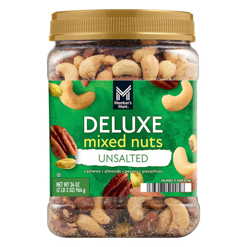 Member's Mark Unsalted Deluxe Mixed Nuts, 34 oz