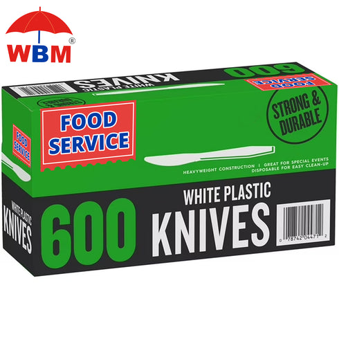 WBM White Plastic Knives, Heavyweight, 600 ct.