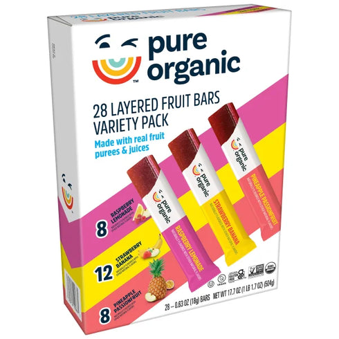 Pure Organic Layered Fruit Bars, Variety Pack, 0.63 oz, 28-count