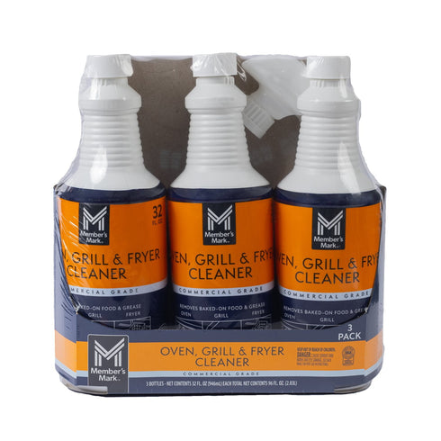 Member’s Mark Commercial Oven, Grill & Fryer Cleaner, 32 oz – Heavy-Duty Degreaser for Tough Grease & Burnt-On Food (3 Pack)
