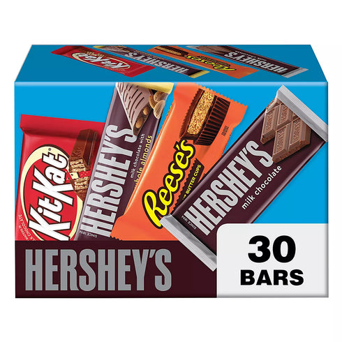 Hershey’s, Kit Kat & Reese’s Full Size Chocolate Candy Bars Variety Pack – Assorted Chocolate Favorites, 30 Count / 45 oz
