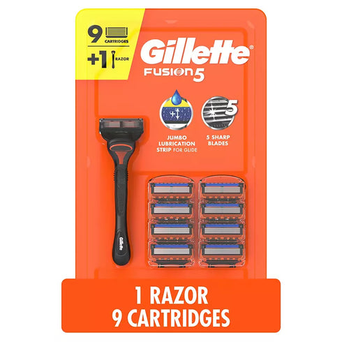 Gillette Fusion5 Men's Razor Kit, 1 Handle + 9 Blade Refills