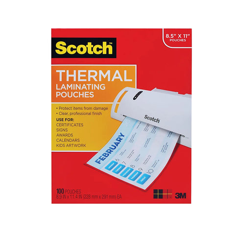 Scotch Letter-Size Thermal Laminating Pouches, 100-Count – Clear, Durable 3 mil Sheets for Photos