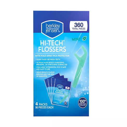 Berkley Jensen Mint Hi-Tech Flossers, 4 Pack 90 Count Each (360 Total)