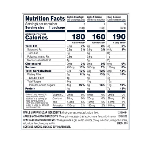 Quaker Instant Oatmeal Cups, Variety Pack, 12-count