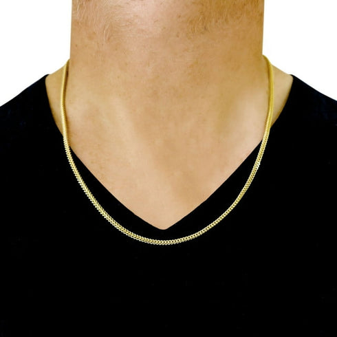 Diamond Cut Franco Chain Necklace in Solid 14K Gold