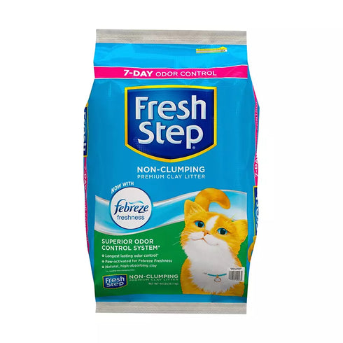 Fresh Step Non-Clumping Premium Cat Litter with Febreze, 40 lbs – Powerful Ammonia Control & Odor-Eliminating