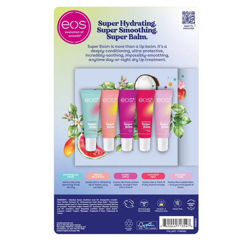 eos Super Balm 24-Hour Moisture, 5-Tube Pack – Intensive Lip Care for Soft, Hydrated Lips