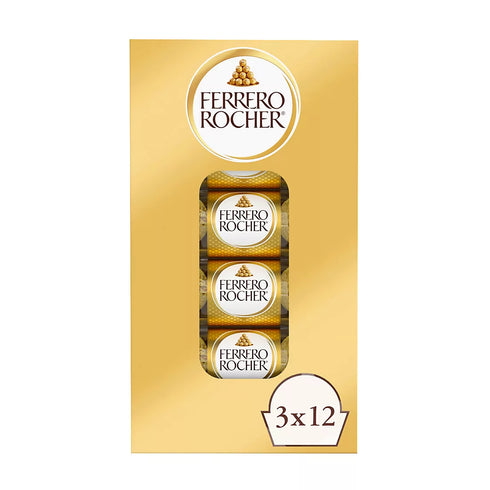 Ferrero Rocher Premium Milk Chocolate Hazelnut Chocolates – Elegant Gift Box, Individually Wrapped, 12 Count (1.3 oz Each)