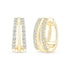 0.30 CTW Three Row Diamond Huggie Hoop Earrings in 14K Gold