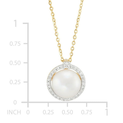 Freshwater Pearl & Diamond Pendant in 14K Gold