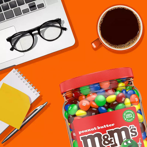 M&M's Bulk Chocolate Candy, Peanut Butter, Jar, 55 oz