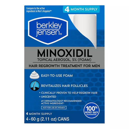 Berkley Jensen Minoxidil Foam Hair Regrowth Treatment for Men, 4 Pack