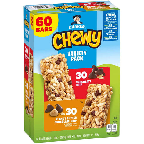 Quaker Chewy Granola Bar, Variety Pack, 60 ct